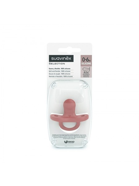 Suavinex Chupete Smoothie todosilicona tetina fisiológica SX Pro 0-6m color  teja 1 ud