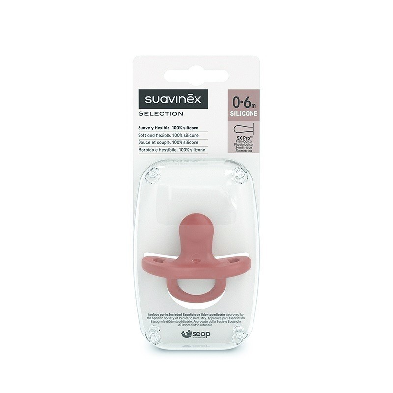 Suavinex Chupete Smoothie todosilicona tetina fisiológica SX Pro 0-6m color  teja 1 ud