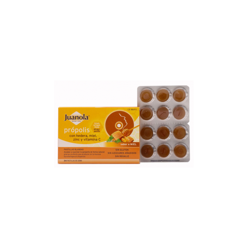 JUANOLA PROPOLIS HEDERA LIMON MIEL 24 PASTILLAS BLANDAS