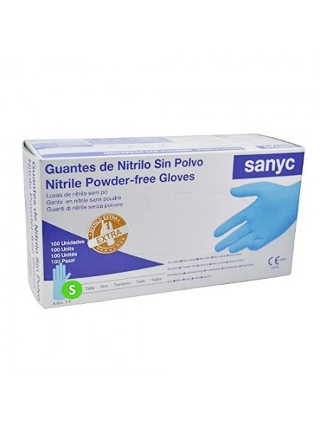 Sanyc guantes de examen de Nitrilo Talla S sin polvo 100 uds